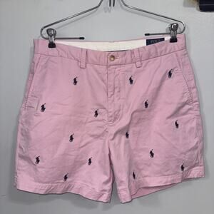 Polo Ralph Lauren Shorts Men’s Size 33 Pink All Over Pony Logo Pockets Preppy